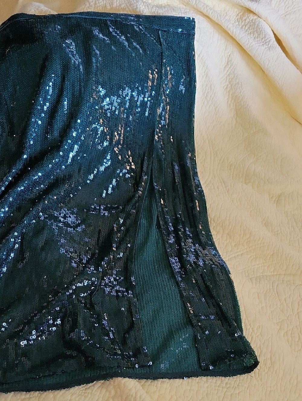 H&M Sequin Pencil Skirt in Deep Emerald Green - Picture 6 of 11